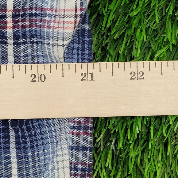 Vintage 70s Wrangler Western Shadow Plaid Shirt Large 21x29 Blue - Picture 12 of 13